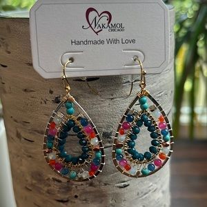 Nakamol Chicago - Two Toned | Dangle Teardrop Shape Earrings.